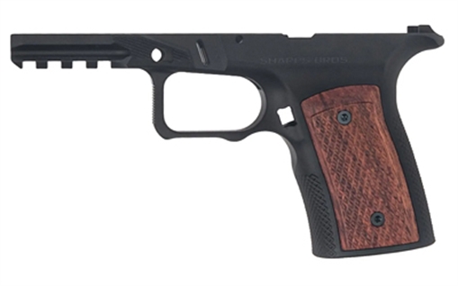 Picture of Sharps Bros. Aluminum/Wood Grip Module, Fits Ruger RXM, 7075 Aluminum Grip Frame, Anodized Black, Brazilian Cherry Grip Panels SBGM25