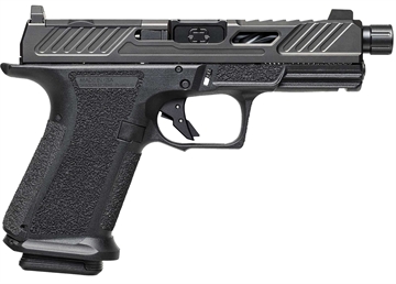 Picture of Shadow Systems MR920 Elite, Striker Fired, Semi-automatic, Polymer Frame Pistol, Compact, Massachusetts Compliant, 9MM, 4.5" Black Spiral and Fluted/Threaded Barrel, Nitride Finish Elite Slide, Black, Optics Ready, Flat Faced Trigger, Trigger Safety, Tritium Front Night Sight, 10 Rounds, 2 Magazines SS-1084