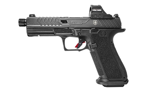 Picture of Shadow Systems DR920 War Poet Edition, Semi-automatic, Polymer Frame Pistol, Compact, 9MM, 5" Spiral Threaded Barrel, Nitride Finish, Holosun 507c Red Dot, Black, Trigger Safety, Front Tritium Night Sight, 17 Rounds, 2 Magazines, Includes (3) Backstraps, Backstrap Tool and Attache Case SS-2075-H