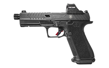 Picture of Shadow Systems DR920 War Poet Edition, Semi-automatic, Polymer Frame Pistol, Compact, 9MM, 5" Spiral Threaded Barrel, Nitride Finish, Holosun 507c Red Dot, Black, Trigger Safety, Front Tritium Night Sight, 17 Rounds, 2 Magazines, Includes (3) Backstraps, Backstrap Tool and Attache Case SS-2075-H
