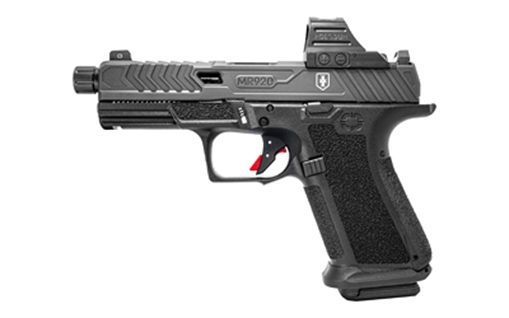 Picture of Shadow Systems MR920 War Poet Edition, Semi-automatic, Polymer Frame Pistol, Compact, 9MM, 4.5" Spiral Threaded Barrel, Nitride Finish, Black, Holosun 507c Red Dot, Trigger Safety, Front Tritium Night Sight, 15 Rounds, 2 Magazines, Includes (3) Backstraps, Backstrap Tool, Attache Case SS-1075-H
