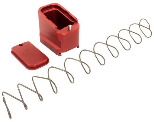 Picture of Shield Arms Magazine Extension +5 Extended 9mm Luger/40 S&W 5rd Compatible w/Glock 19/23, Red Anodized Aluminum G19ME5RED