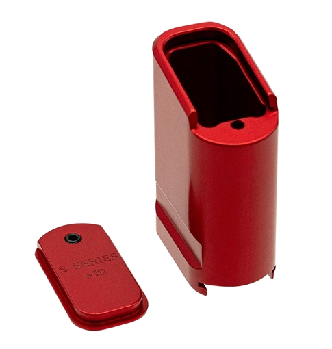 Picture of Shield Arms Magazine Extension Extended 10rd Compatible w/ Shield Arms S15 Magazine Red Anodized Aluminum SAS15ME10RED
