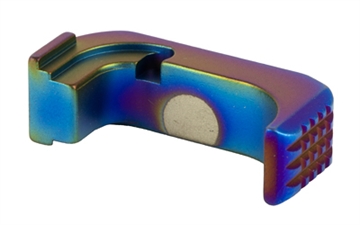 Picture of Shield Arms Premium Mag Release, Fits Glock 43X/48, Anodized Finish, Peacock/Rainbow, Right Hand Only G43X-PRM-PBF-RH