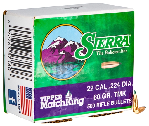 Picture of Sierra Tipped MatchKing 22Cal 60gr Tipped MatchKing 500/Box 7160C