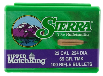 Picture of Sierra Bullets Tipped MatchKing, .224 Diameter, 22 Caliber, 69 Grain, Ballistic Tip, 100 Count 7169