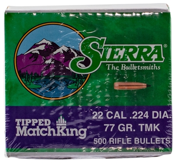 Picture of Sierra Bullets TIPPED MATCHKING 22 CALIBER (.224'') 77GR PTBT 500/BOX 7177C