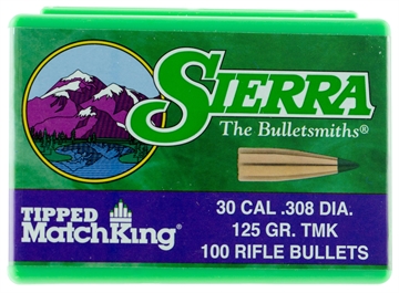 Picture of Sierra Tipped MatchKing Rifle Bullets .30 cal / 7.62mm .308" 125 gr. TMK Match 100/rds 7725