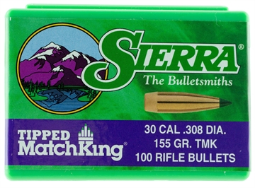 Picture of Sierra Tipped MatchKing Rifle Bullets .30 cal / 7.62mm .308" 155 gr. TMK Match 100/rds 7755