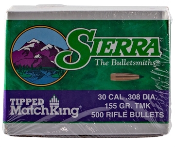 Picture of Sierra Tipped MatchKing Rifle Bullets .30 cal / 7.62mm .308" 155 gr. TMK Match 500/rds 7755C