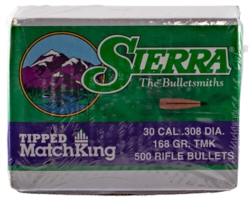 Picture of Sierra Tipped MatchKing Rifle Bullets .30 cal / 7.62mm .308" 168gr TMK Match 500/rds 7768C