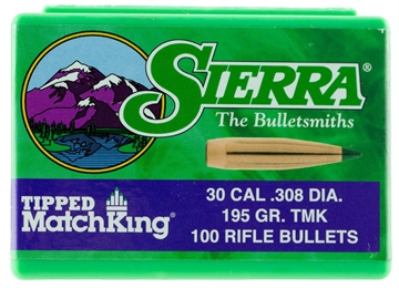 Picture of Sierra Matchking Rifle Bullets .30 cal/7.62mm .308" 195 gr TMK Match 100/ct 7795