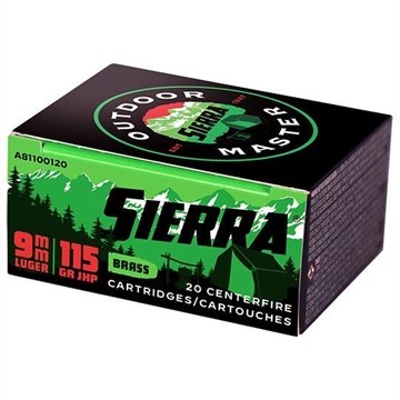 Picture of Sierra Bullets Outdoor Master 9mm Luger115 GR JHP Sportsmaster 200rd case (pack 10) A81100120