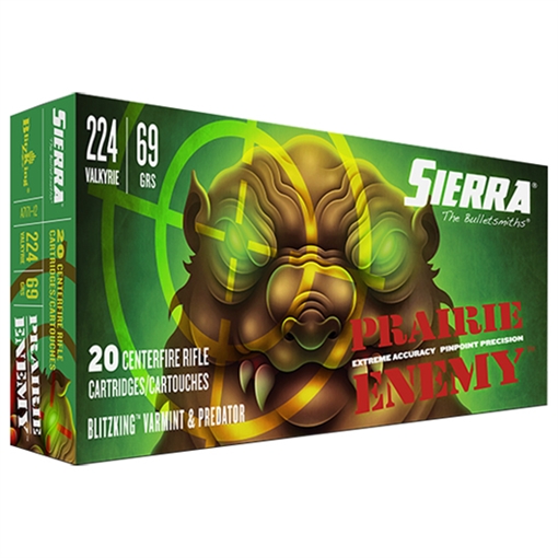 Picture of Sierra Prairie Rifle Ammunition .224 Valkyrie 69gr BlitzKing 3125 fps 20/ct A7171--12 A717112
