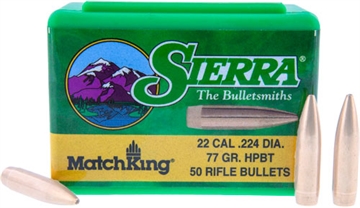 Picture of Sierra MatchKing Long Range Specialty Bullets .22 cal 77 gr HPBT MATCH CANN 50/ct 9377GT