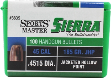 Picture of SIERRA BULLETS BULLETS .45 CAL .4515 185GR JHP 100CT 8835