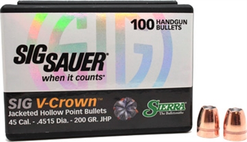 Picture of Sig Sauer V-Crown by Sierra Handgun Bullets .45 cal .4515" 200 gr JHP Sig Sauer V-Crown 100/ct 9820