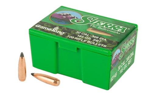 Picture of Sierra Bullets GameKing, .308 Diameter, 30 Caliber, 165 Grain, Spitzer Boat Tail, 100 Count 2145