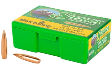 Picture of Sierra Bullets MatchKing, .243 Diameter, 6MM/243 Winchester, 107 Grain, Boat Tail Hollow Point, 100 Count 1570
