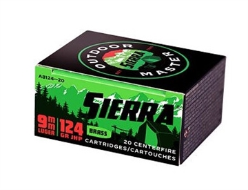Picture of SIERRA AMMUNITION OUTDOOR MASTER 9MM 124GR JHP 20RD BOXES 092763600146