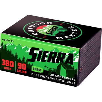Picture of Sierra Bullets Outdoor Master 380 Auto 90 GR JHP Spotsmaster 20rd pack A8100--27 A810027