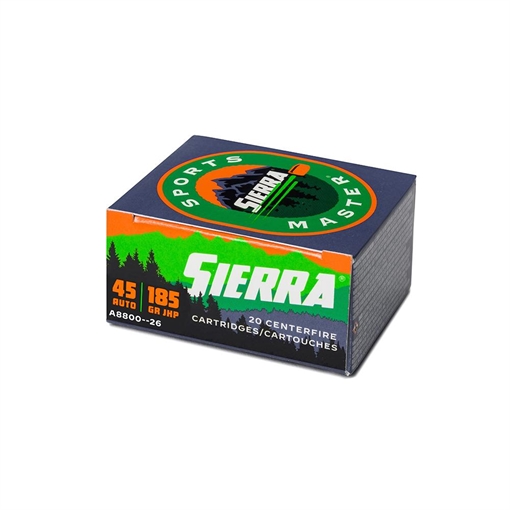 Picture of Sierra Sports Master Handgun Ammunition .45 Auto 185 gr JHP 995 fps 20/ct A8800--26