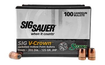 Picture of Sig Sauer V-Crown by Sierra Handgun Bullets 9mm .355" 125 gr JHP Sig Sauer V- Crown 100/ct 9925