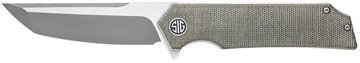 Picture of Sig Sauer Knives Tsuru 3.30" Folding Tanto Plain Satin 154CM SS Blade, 4.20" Green Canvas Micarta Handle TS8SG