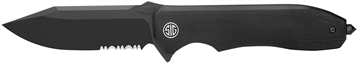 Picture of Sig Sauer Knives Validus 3.78" Folding Drop Point Part Serrated Black PVD M390 Steel Blade, 4.76" Black Textured G10 Handle VA9BBS