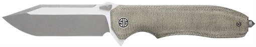 Picture of Sig Sauer Knives Validus 3.78" Folding Modified Tanto Plain Dark Acid Stonewash/Satin M390 Steel Blade, 4.76" Green Canvas Micarta Handle VA9GT