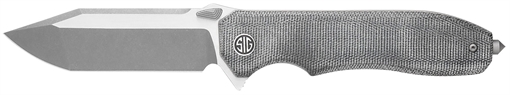 Picture of Sig Sauer Knives Validus 3.78" Folding Modified Tanto Plain Dark Acid Stonewash/Satin M390 Steel Blade, 4.76" Salt & Pepper Canvas Micarta Handle VA9SBT