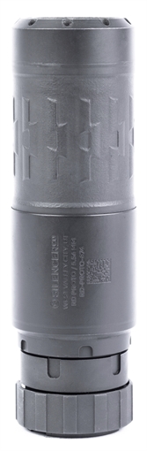 Picture of SilencerCo Velos K Suppressor, 556NATO/223 Remington, 4.76" Long, 12.4 oz, 17-4 Stainless Steel & Inconel 625 Construction, V-Series Cerakote Finish, Black, Includes Internal Charlie Flash Hider Front Cap, Charlie ASR Mount, ASR Muzzle Device, Spanner Wrench, and a Charlie Tool SU5420