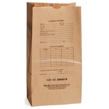 Picture of Sirchie Preprinted Kraft Evidence Bags (Set of 100) EB001P