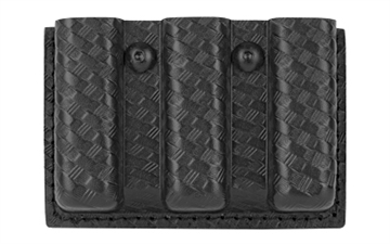 Picture of Safariland Model 775 Slimline Open Top Triple Magazine Pouch, For 2.25" Duty Belts, Fits Glock 17, Belt Loop, Hardshell STX, STX Basket Weave Black Finish 775-83-48