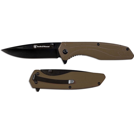 Picture of Smith & Wesson Drop Point Folding Knife 3 1/2" Blade FDE 1084312