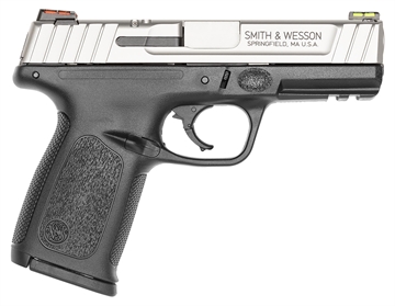 Picture of Smith & Wesson SD40VE, Striker Fired, Semi-automatic, Polymer Frame Pistol, Full Size, 40 S&W, 4" Barrel, Stainless Slide, Black Frame, HiViz Fiber Optic Sights, 10 Rounds, Loaded Chamber Indicator, 2 Magazines, California Compliant 11908