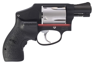 Picture of Smith & Wesson Model 442, Performance Center, Double Action Only, Metal Frame Revolver, J-Frame, 38 Special +P, 1.88" Barrel, Alloy Frame, Bead Blasted Finish, Black, Stainless Steel Cylinder with High Polished Flutes and Screws, Fixed Sights, 5 Rounds, Crimson Trace Laser Grip 12643