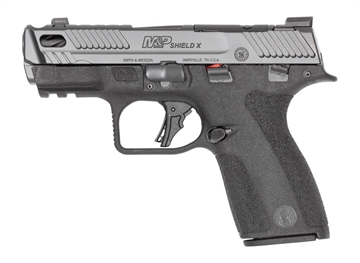 Picture of Smith & Wesson 14775 M&P9 Shield X Sub-Compact Frame 9mm Luger 10+1 3.60" Black Armornite Fluted Ported Barrel, Black Armornite Stainless Steel Optic Ready/Serrated Slide, Black Polymer Frame w/Picati