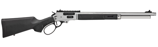 Picture of Smith & Wesson 1854, Lever Action Rifle, 45-70 Government, 20" Threaded Barrel, 11/16x24 Thread Pitch, Stainless Steel, Silver, Black Synthetic Stock, Large Loop, XS Ghost Ring Rear Sight, Gold Bead Front Sight, Cross Bolt Safety, 6 Rounds 14204