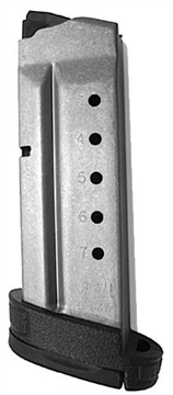 Picture of Smith & Wesson Magazine, 40 S&W, 7 Rounds, Fits Shield, with Finger Rest, Stainless 199340000