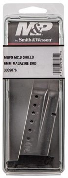 Picture of Smith & Wesson Magazine, 9MM, 8 Rounds, Fits Shield M2.0, with Finger Rest, Stainless 3009876