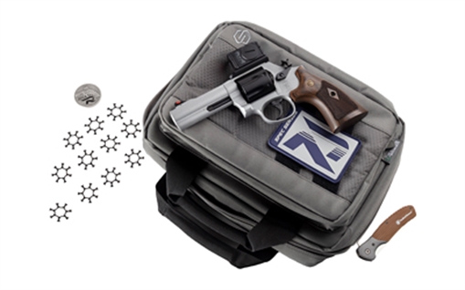 Picture of S&W 686 Plus Spec Series R Bundle 357 Mag 7rd Capacity 4.12" Barrel Titanium Cerakote w/ACRO P-2 Bag Moon Clips 14635