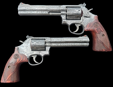 Picture of SMITH & WESSON 686 PLUS DLX STS 357MAG 6" 7RD DA/SA TRUMP GOLDEN ERA DEEP ENGRAVED    150712-TRUMP