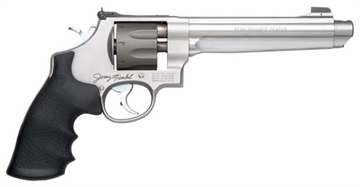 Picture of Smith & Wesson Model 929, Performance Center, Double/Single Action, Metal Frame Revolver, N-Frame, 9MM, 6.5" Ported Barrel, Stainless Steel, Titanium Cylinder, Matte Finish, Silver, Rubber Grips, Adjustable Sights, 8 Rounds, Performance Center Tuned Action, Fired Case 170341