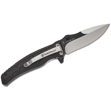 Picture of Smith & Wesson Extreme Ops Folding Knife 3" Drop Point Blade Two Tone Black Silver Box 1209517 661120751182