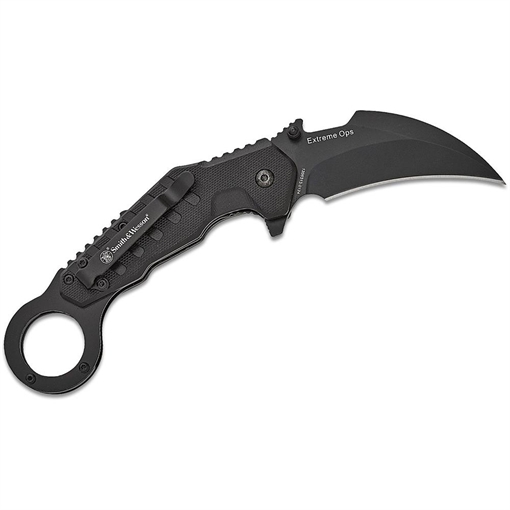 Picture of Smith & Wesson Extreme Ops Karambit Assisted Folding Knife 3" Hawkbill Blade Black 1205008 661120750352