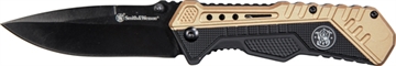 Picture of S&W KNIFE BLACK/FDE SPRING AST 3.5" BLACK BLADE RUB/ALUM 1084303