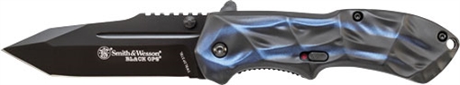 Picture of S&W KNIFE BLACK OPS 3RD GEN. BLUE HANDLE TANTO MAGIC ASSIST SWBLOP3TBL
