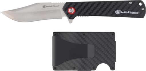 Picture of S&W KNIFE/WALLET COMBO CARBON FIBER HANDLE PROMO Q4 25'< 1227072