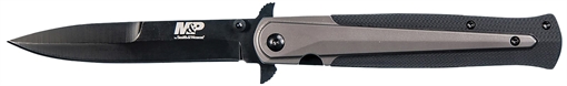 Picture of Smith & Wesson Knives M&P Tactical Stiletto 4" Folding Spear Point Plain Stainless Steel Blade FRN Black/FDE Includes Pocket Clip 1085899